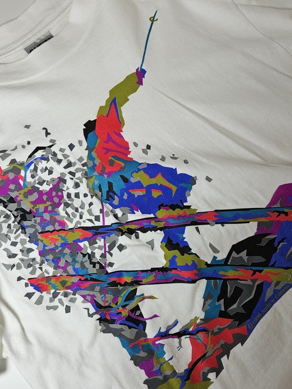 VTG 1990 Andrew Carson Skiing T-shirt Mens Large *Fits Medium White Graphic